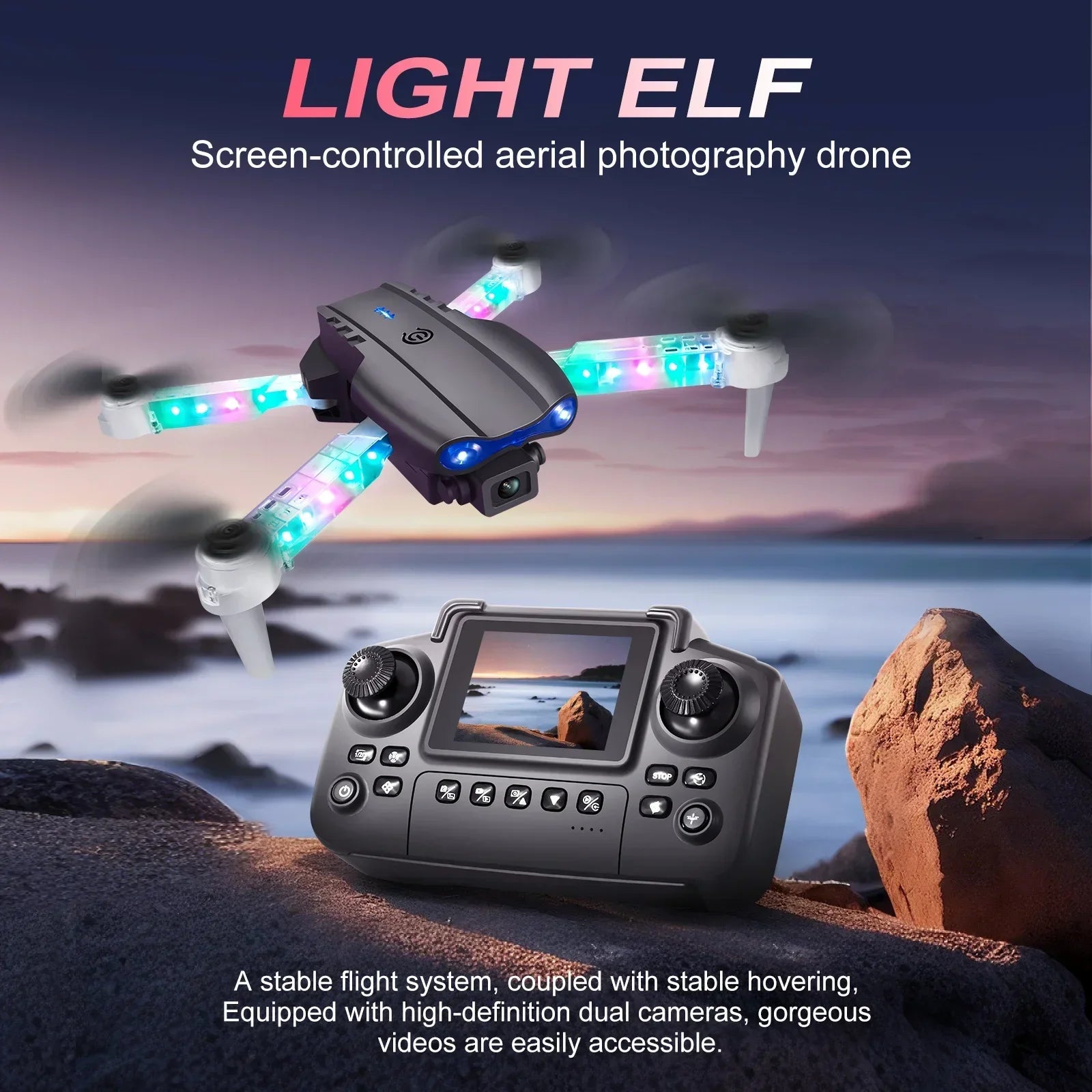 E88/E99 Drone with HD Screen Control Dual Camera Color LED Lights Light Stream Positioning ESC Technology RC Quadcopter