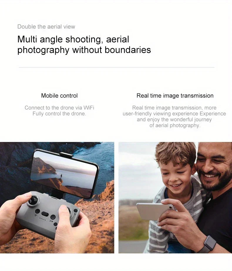 New D16 Drone HD ESC Dual Camera Propeller Safety Design Optical Stream Positioning Three Sides Obstacle Avoidance Headless Mode