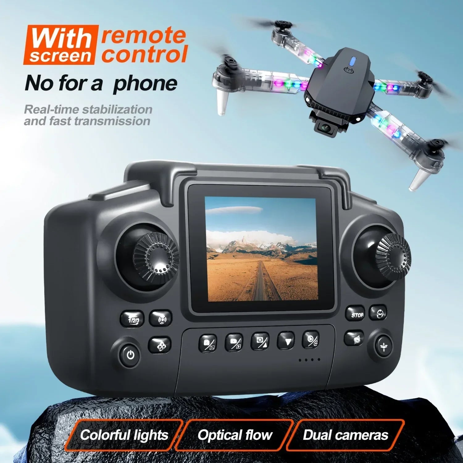 E88/E99 Drone with HD Screen Control Dual Camera Color LED Lights Light Stream Positioning ESC Technology RC Quadcopter