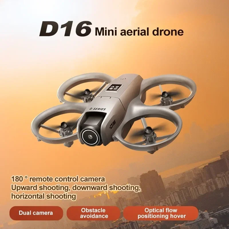 New D16 Drone HD ESC Dual Camera Propeller Safety Design Optical Stream Positioning Three Sides Obstacle Avoidance Headless Mode
