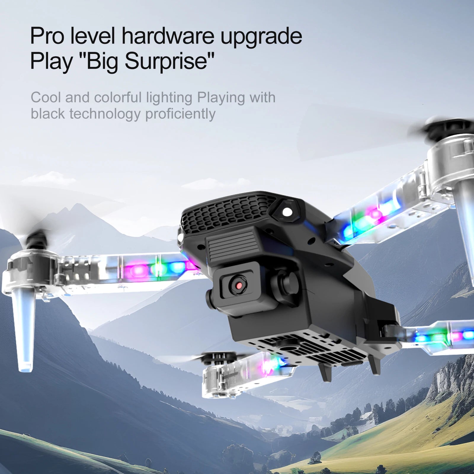Dron profesional de control remoto, cuadricóptero E88D E99D con luz colorida, 4K, cámara HD gran angular de 1080P, WIFI, FPV, al