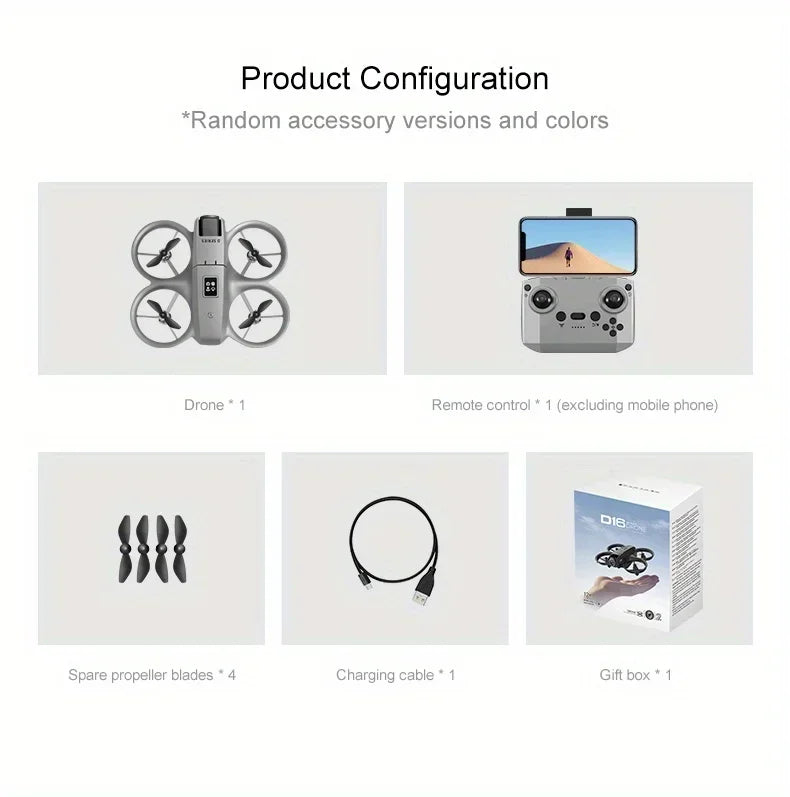 New D16 Drone HD ESC Dual Camera Propeller Safety Design Optical Stream Positioning Three Sides Obstacle Avoidance Headless Mode