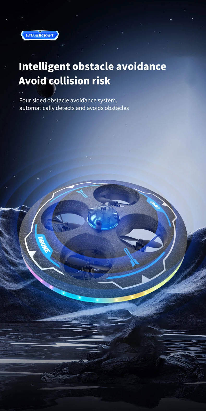Drone with Camera Foam UAV Ufo Intelligent Obstacle Avoidance Aerial Aircraft Mini RC Helicopter Dron Toys for Kids Christmas