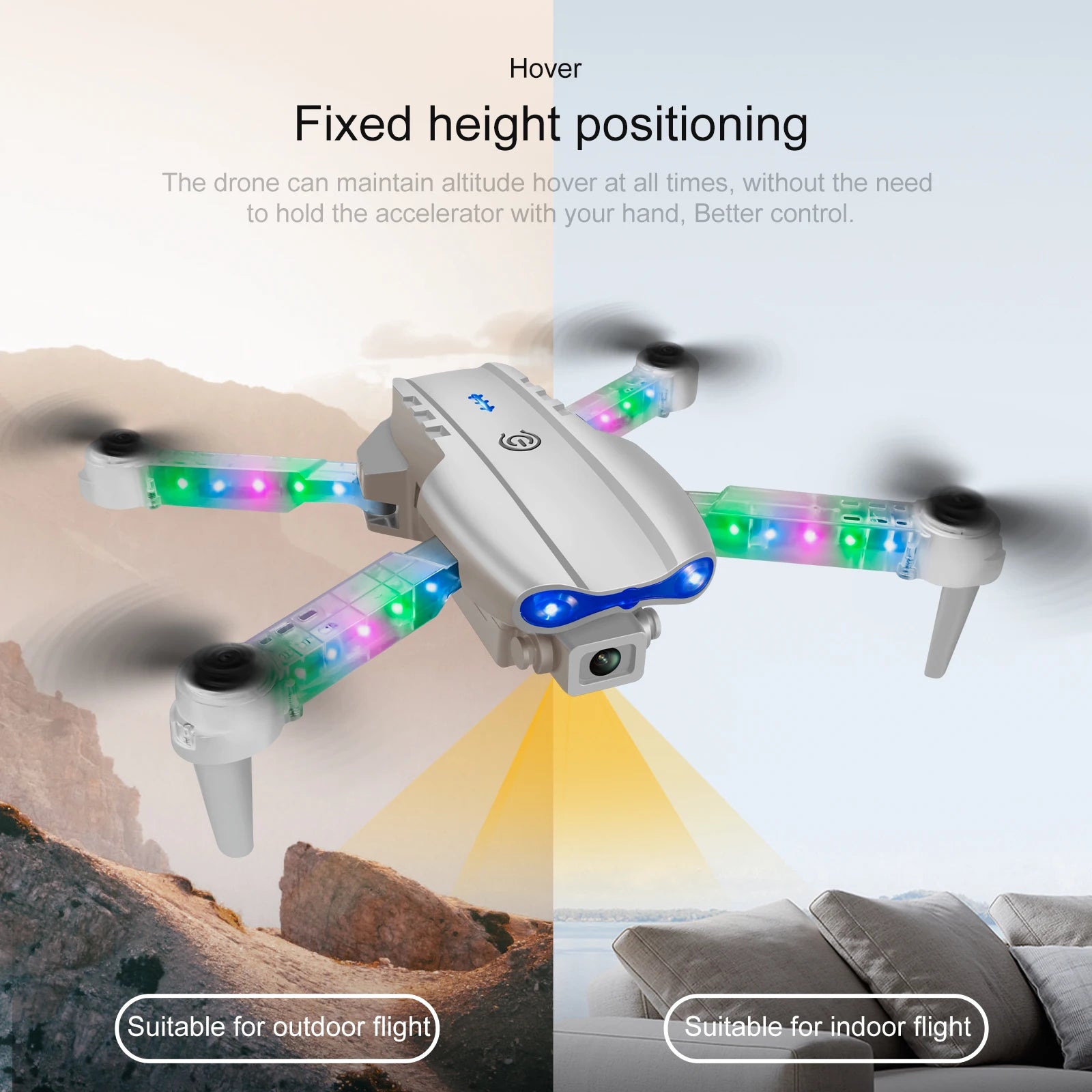 Dron profesional de control remoto, cuadricóptero E88D E99D con luz colorida, 4K, cámara HD gran angular de 1080P, WIFI, FPV, al
