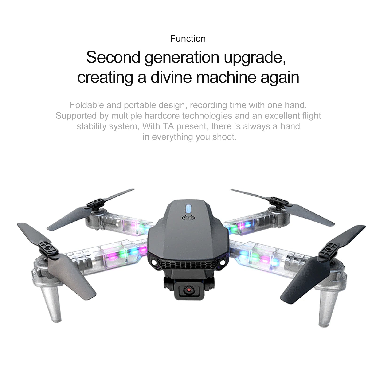 Dron profesional de control remoto, cuadricóptero E88D E99D con luz colorida, 4K, cámara HD gran angular de 1080P, WIFI, FPV, al