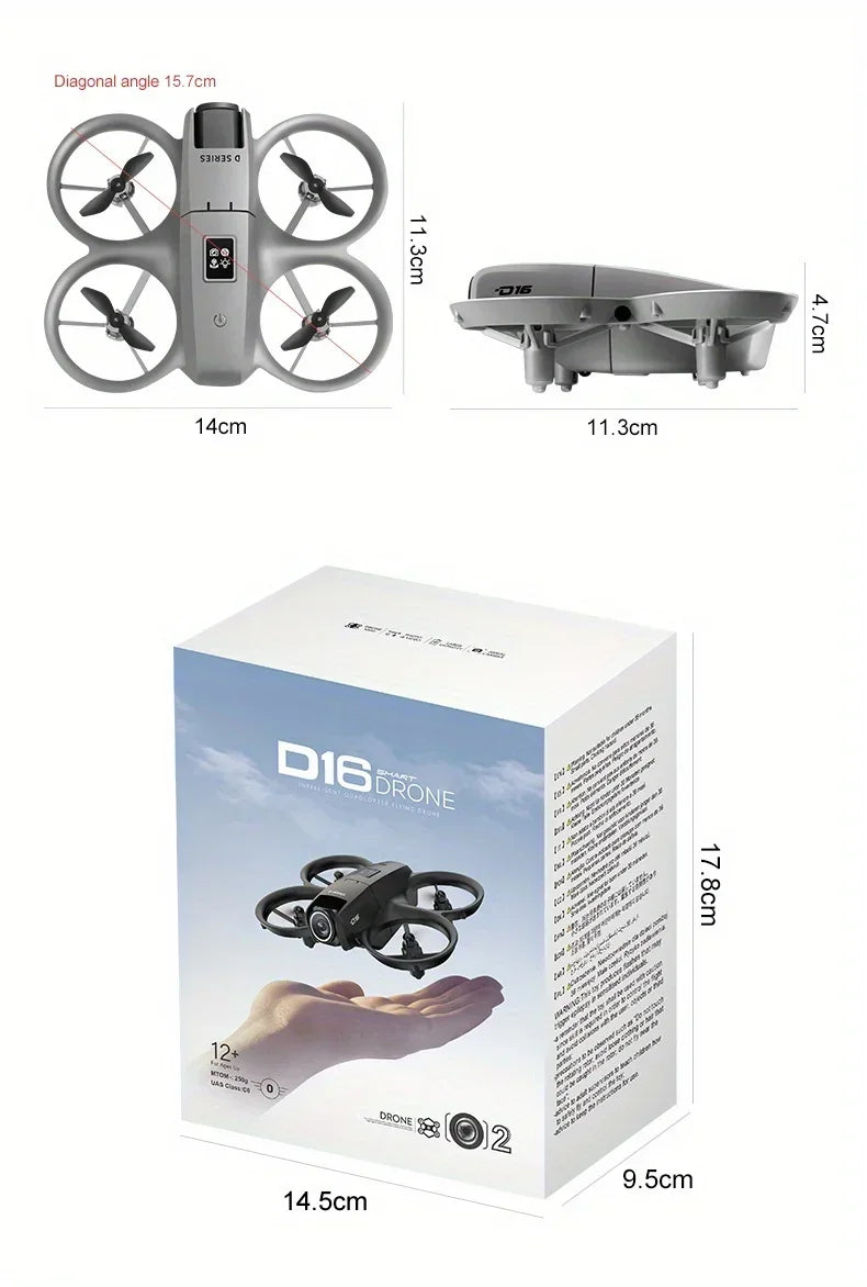 New D16 Drone HD ESC Dual Camera Propeller Safety Design Optical Stream Positioning Three Sides Obstacle Avoidance Headless Mode