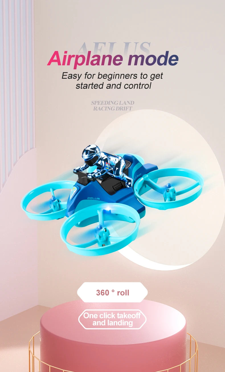4DRC Mini RC Drone Altitude Hold Headless Mode 3 in 1 Sea Land Air Flight 2.4G Remote Control Quadcopter Boat RC Helicopter Toys