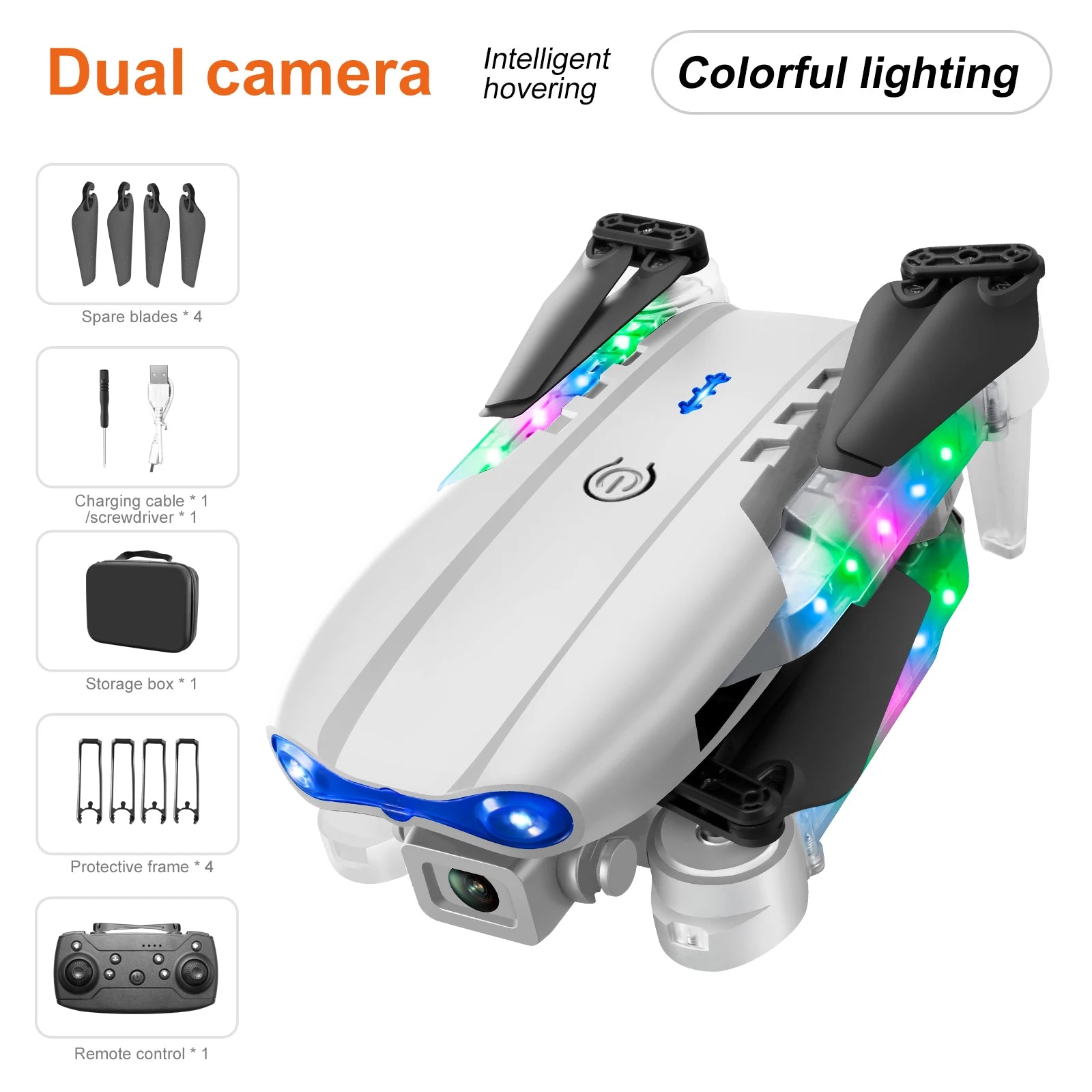 Dron profesional de control remoto, cuadricóptero E88D E99D con luz colorida, 4K, cámara HD gran angular de 1080P, WIFI, FPV, al