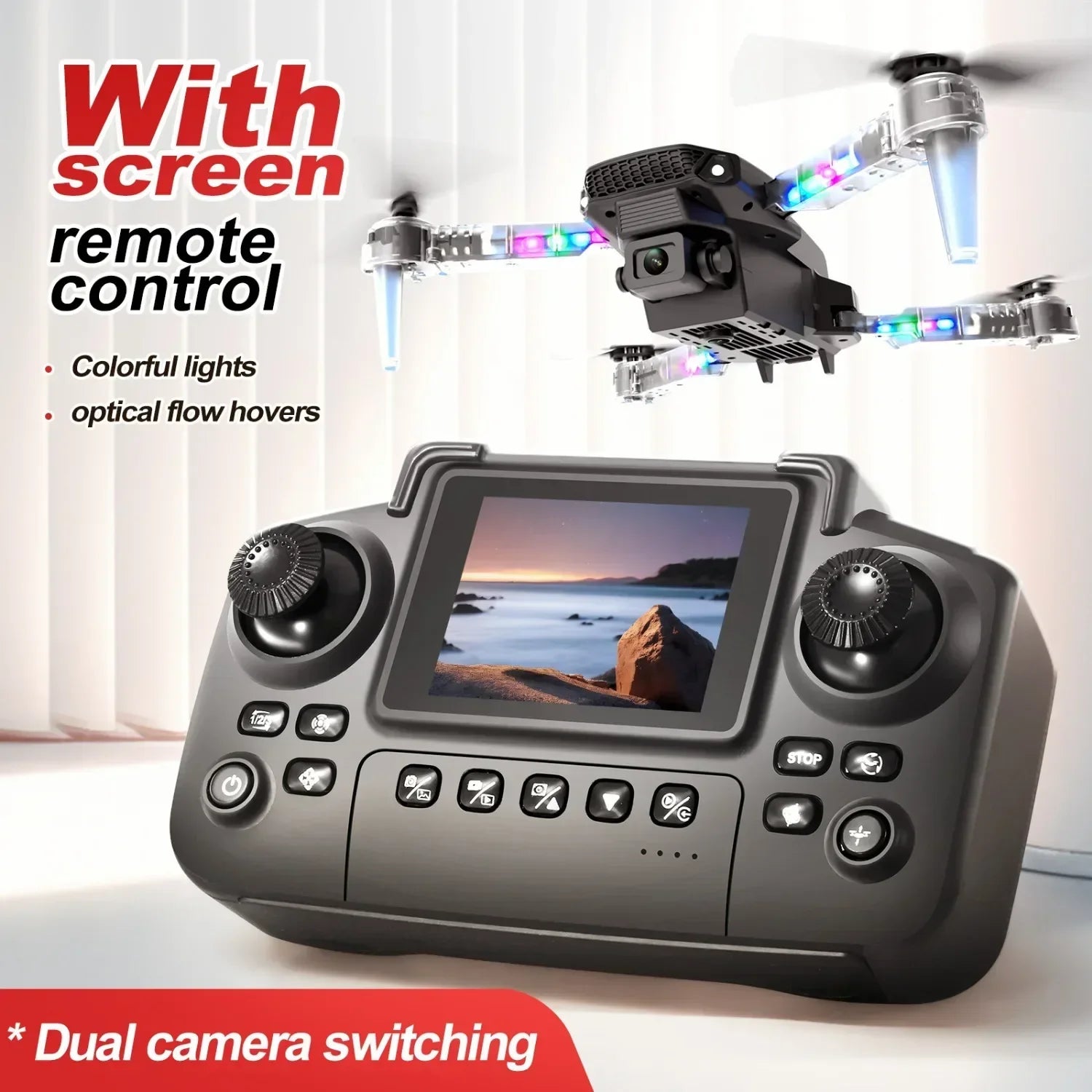 E88/E99 Drone with HD Screen Control Dual Camera Color LED Lights Light Stream Positioning ESC Technology RC Quadcopter