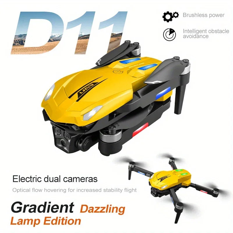 New D11 Drone with Obstacle AvoidanceGradient RunningLight Brushless Motor EIS Electronic Anti-Shake Servo Gimbal Stabilisation