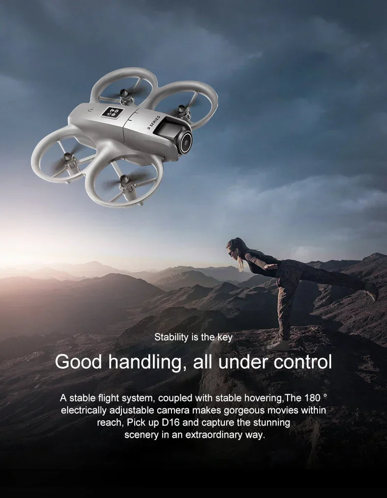 New D16 Drone HD ESC Dual Camera Propeller Safety Design Optical Stream Positioning Three Sides Obstacle Avoidance Headless Mode