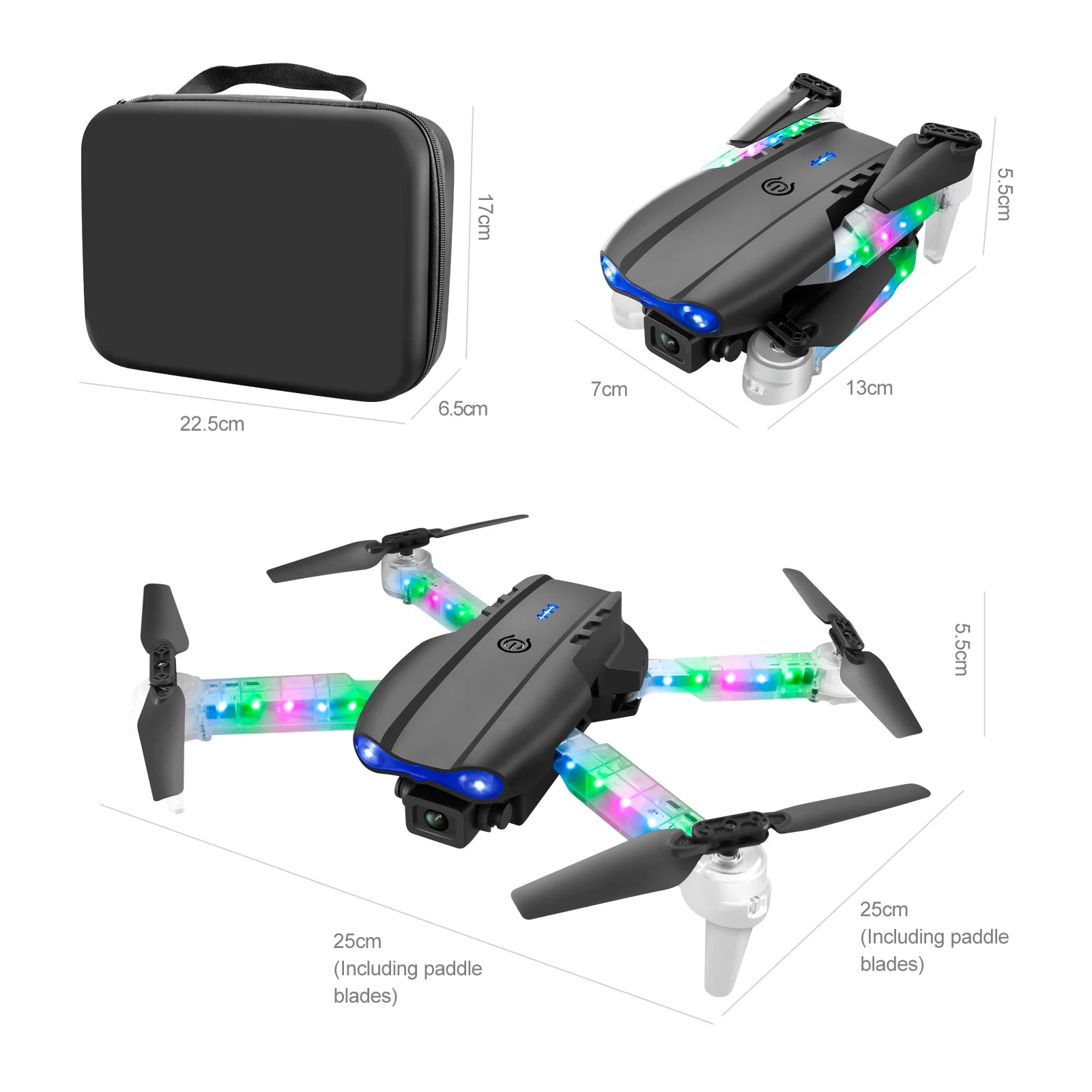 Dron profesional de control remoto, cuadricóptero E88D E99D con luz colorida, 4K, cámara HD gran angular de 1080P, WIFI, FPV, al