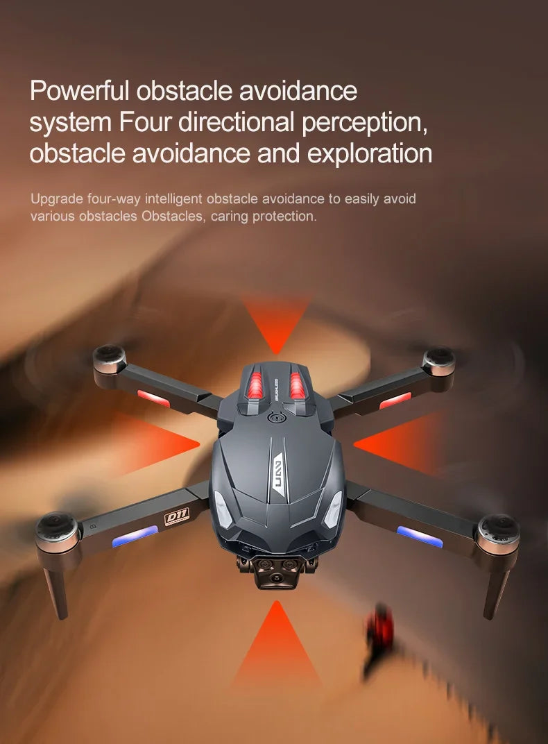 New D11 Drone with Obstacle AvoidanceGradient RunningLight Brushless Motor EIS Electronic Anti-Shake Servo Gimbal Stabilisation