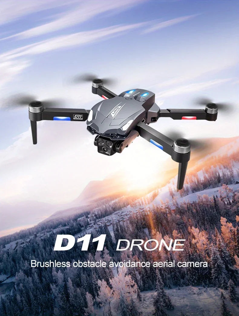 New D11 Drone with Obstacle AvoidanceGradient RunningLight Brushless Motor EIS Electronic Anti-Shake Servo Gimbal Stabilisation