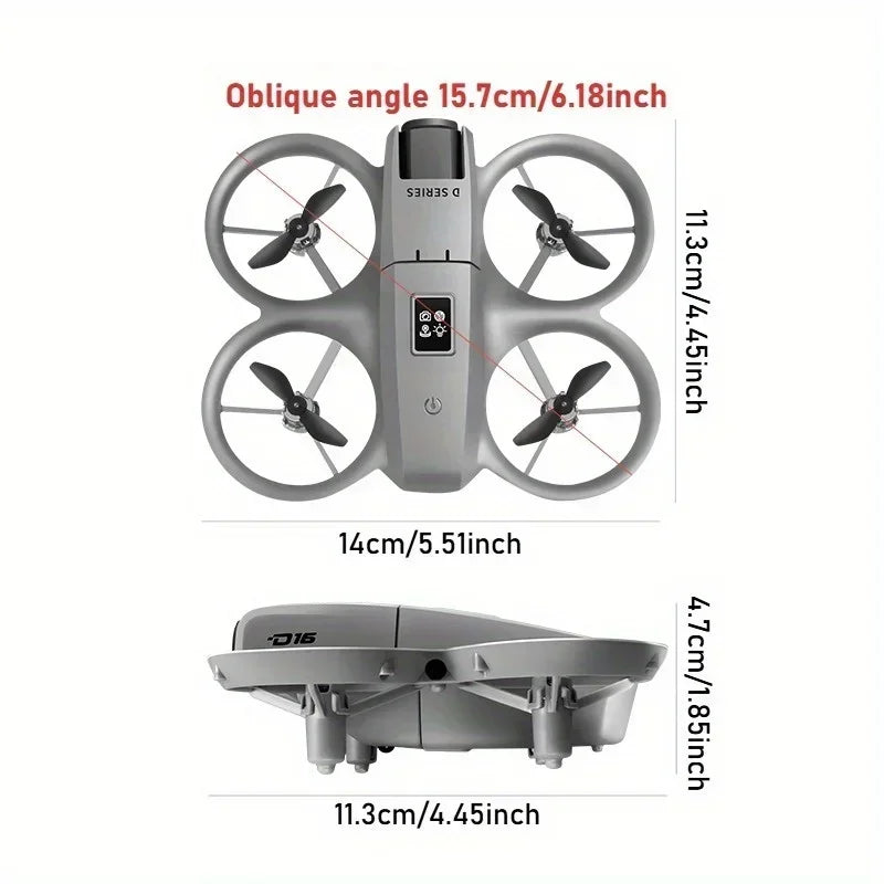 New D16 Drone HD ESC Dual Camera Propeller Safety Design Optical Stream Positioning Three Sides Obstacle Avoidance Headless Mode