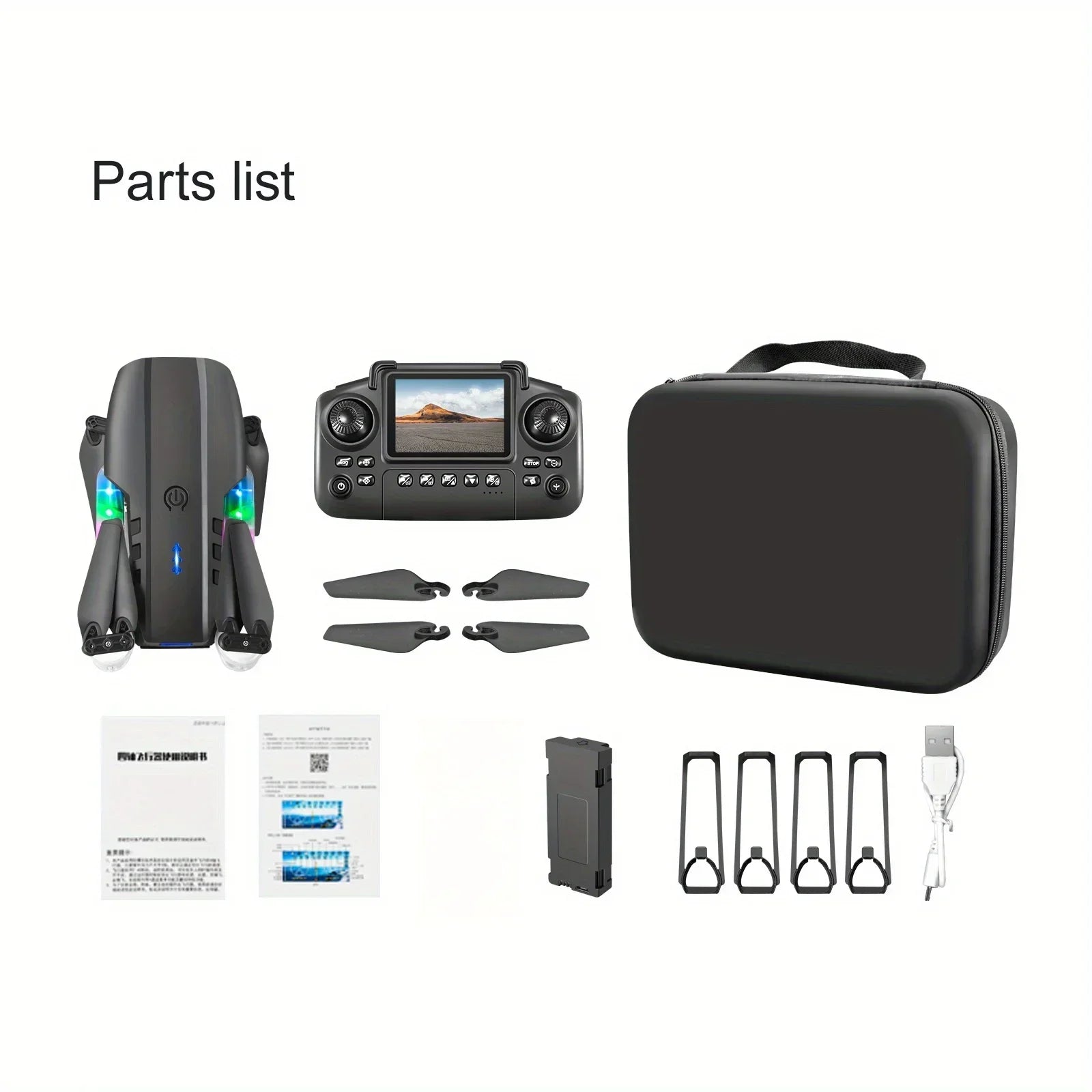 E88/E99 Drone with HD Screen Control Dual Camera Color LED Lights Light Stream Positioning ESC Technology RC Quadcopter