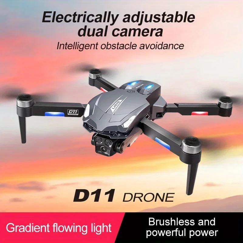New D11 Drone with Obstacle AvoidanceGradient RunningLight Brushless Motor EIS Electronic Anti-Shake Servo Gimbal Stabilisation