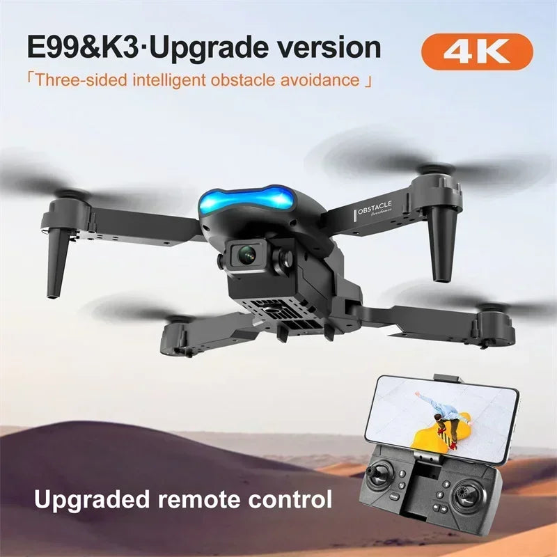 Drone With Camera 4k E99 Pro K3 Obstacle Avoidance 2.4g Rc Foldable 360 Flip Indoor Hover Headless Mode Kids Mini Helicopter